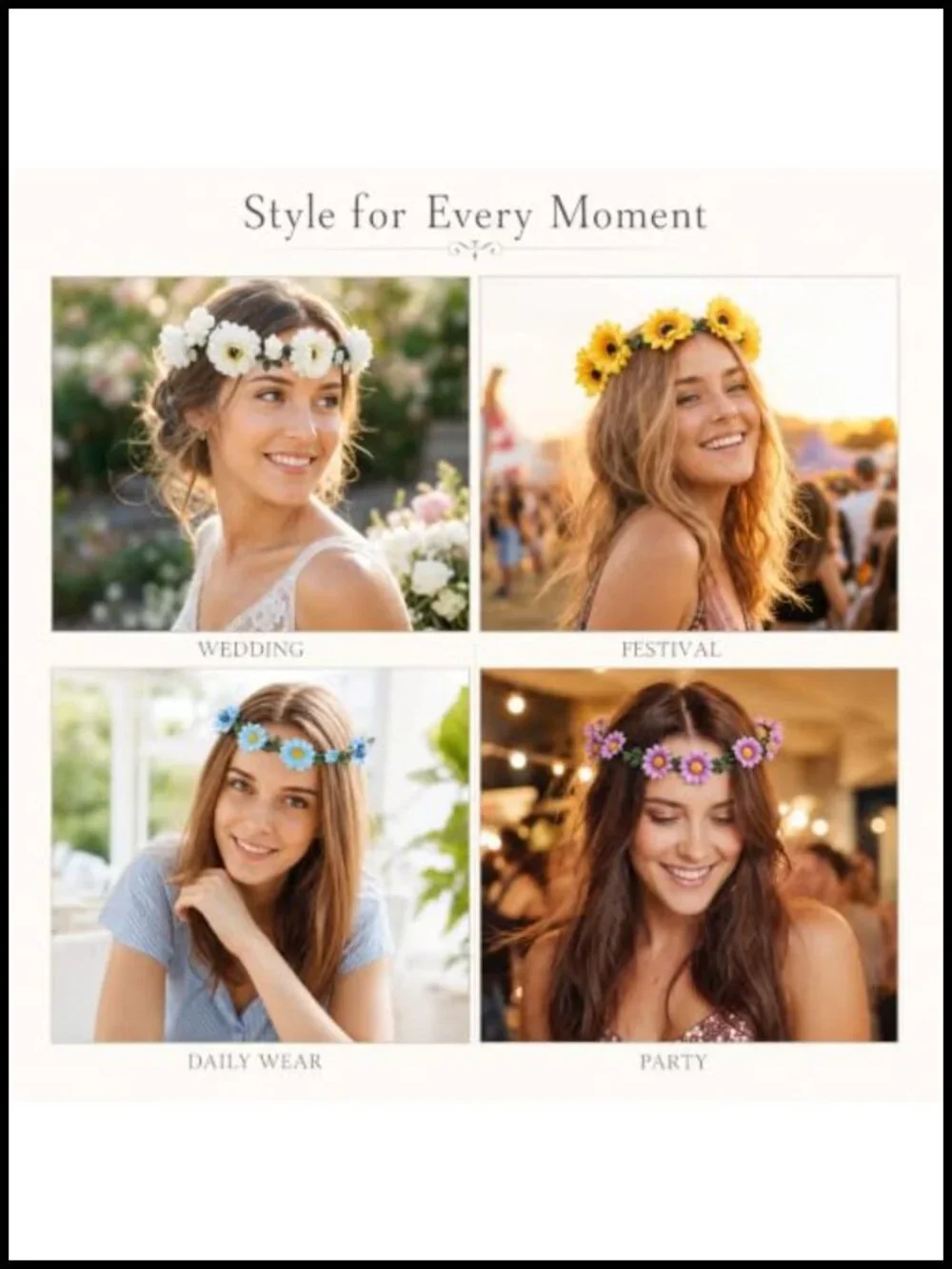 Handmade Flower Crown Headbands for Women Wedding Hawaiian Party 10 Pack